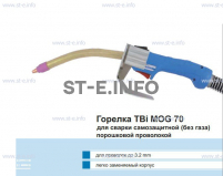 Сварочная горелка TBi MOG 70 (без корпуса) для сварки самозащитной порошковой проволокой (без газа)  c переключателем - st-e.info - Домодедово